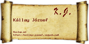 Kállay József névjegykártya